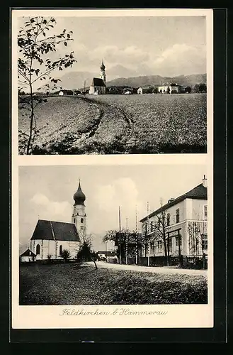AK Feldkirchen bei Hammerau, Ortspartie mit Kirche, Panorama des Ortes