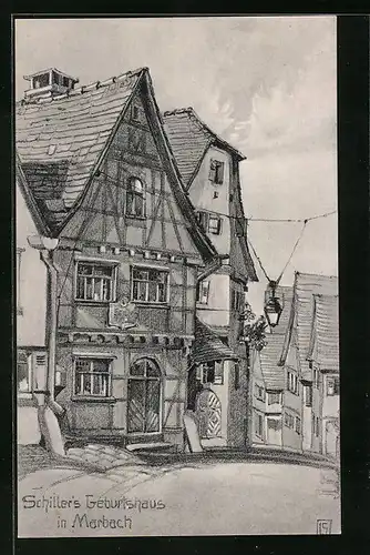 Künstler-AK Marbach, Schillers Geburtshaus