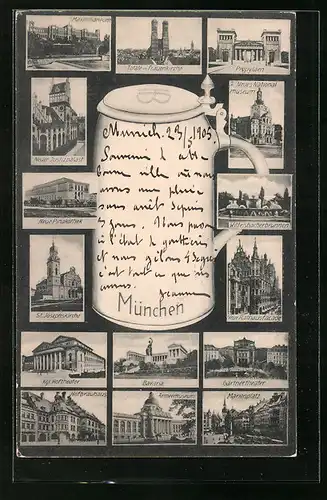 AK München, Frauenkirche, Josephskirche, Marienplatz