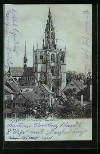 AK Konstanz a. Bodensee, Das Münster mit Umgebung