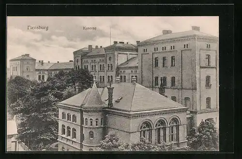 AK Flensburg, Kaserne aus der Vogelschau