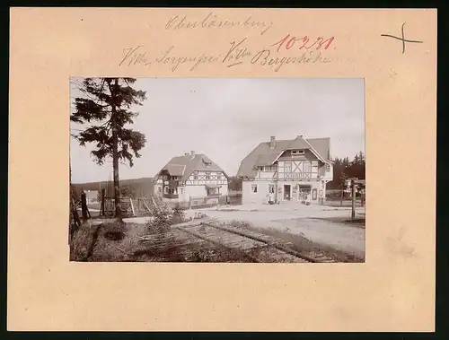 Fotografie Brück & Sohn Meissen, Ansicht Oberbärenburg, Villa Sorgenfrei & Villa Bergeshöhe mit Tante Emma Laden
