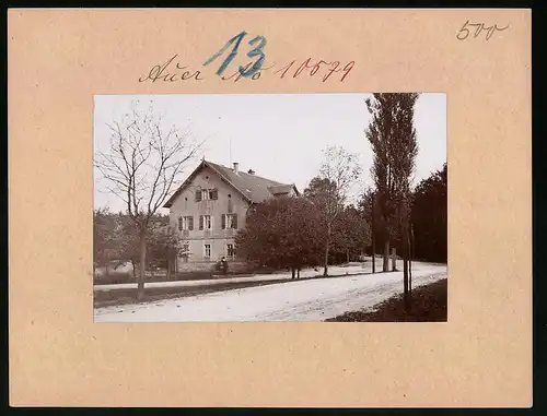Fotografie Brück & Sohn Meissen, Ansicht Auer bei Moritzburg, Wohnhaus am Strassenrand
