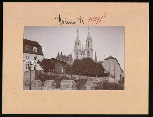 Fotografie Brück & Sohn Meissen, Ansicht Meissen i. Sa., Weinschänke & Türme des Dom's