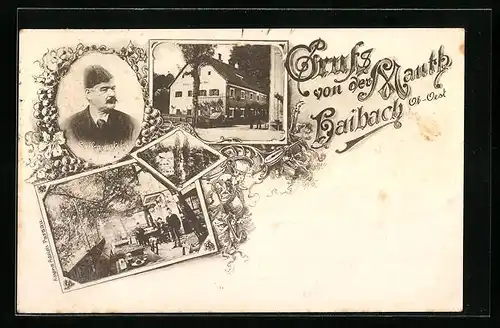 AK Haibach, Gruss von der Mauth mit Gasthaus