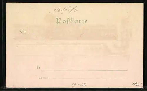 Lithographie Asch, Fernblick auf die Ortschaft