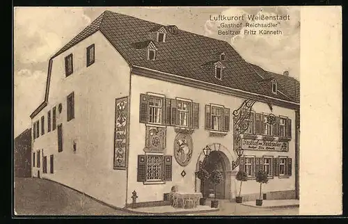 Künstler-AK Weissenstadt, Gasthof Reichsadler, Besitzer Fritz Künneth - Strassenansicht