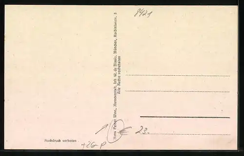 Künstler-AK sign. Hans Pernat Wwe.: Thann bei Riedenburg, Tafernwirtschaft Joh. Wibmer, Handlung Seb. Lauerer, Pfarrhof