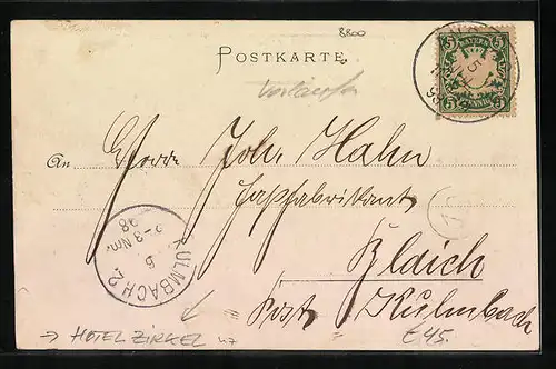 AK Ansbach, Hotel Zirkel, Oberer Markt, Ludwigskirche, St. Johanneskirche