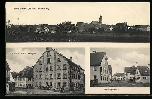 AK Weidenbach /Mittelfr., Brauerei A. Sammeth, Ornbauerstrasse, Panorama