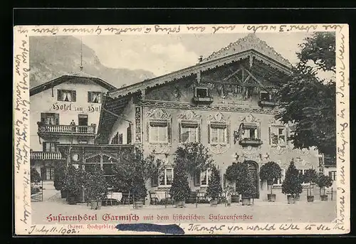 AK Garmisch /Bayer. Hochgebirg., Husarenhotel