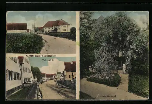 AK Steinheim, Strassenpartie mit Gebäudeansicht, Teilansicht, Grottenansicht