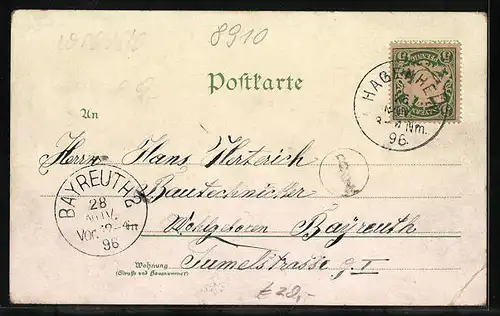 Lithographie Landsberg a. L., Mutterturm, Totalansicht