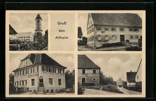 AK Altheim, Gasthaus Krone, Kirche, Handlung von Karl Mangold