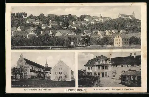 AK Oberelchingen, Klosterkirche mit Pfarrhof, Klosterbrauerei, Totalansicht