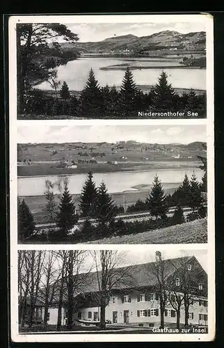 AK Niedersonthofen, Seeblick, Gasthaus zur Insel
