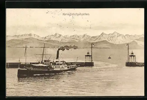 AK Friedrichshafen a. B., Dampfer Württemberg auf dem Bodensee