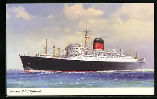 Künstler-AK Passagierschiff RMS Sylvania der Cunard Line auf hoher See