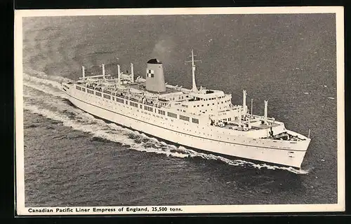 AK Kanadisches Pazifik-Passagierschiff Empress of England aus der Vogelschau
