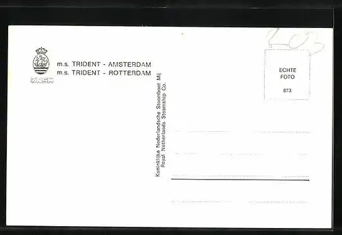 AK Handelsschiff MS Trident Rotterdam auf Backbord