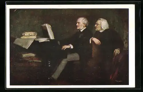 AK Liszt und Wagner sitzen am Flügel