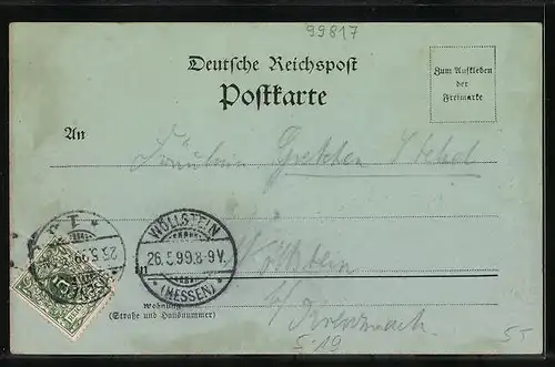 Mondschein-AK Eisenach, Ansicht der Wartburg