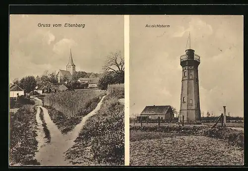 AK Eltenberg, Ortsansicht mit Aussichtsturm