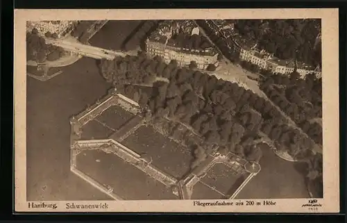 AK Hamburg, Fliegeraufnahme des Schwanenwiek