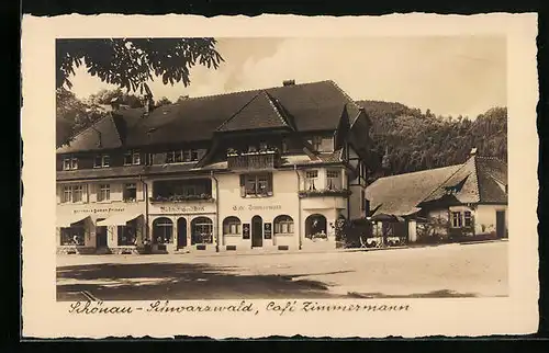 AK Schönau-Schwarzwald, Café Zimmermann mit Terrasse