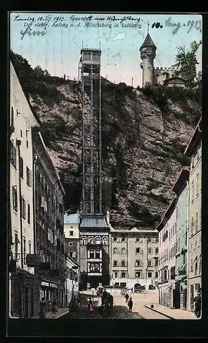 AK Salzburg, Der elektrische Aufzug a. d. Mönchsberg