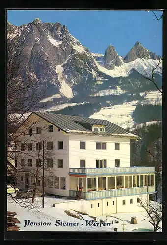 AK Werfen b. Salzburg, Hotel-Pension Steiner im Winter