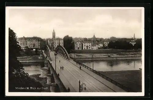 AK Minden i. W., Blick zur Stadt