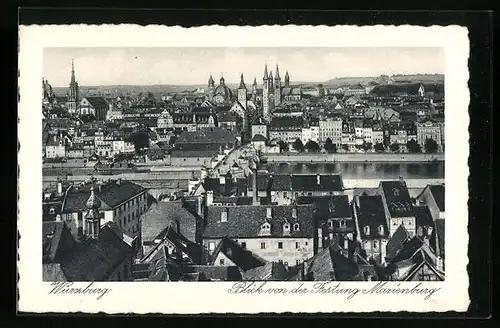 AK Würzburg, Blick von der Festung Marienburg