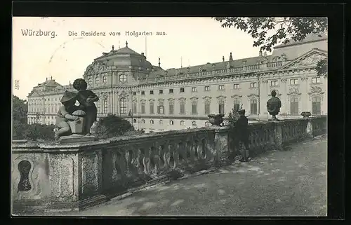 AK Würzburg, Die Residenz vom Hofgarten aus