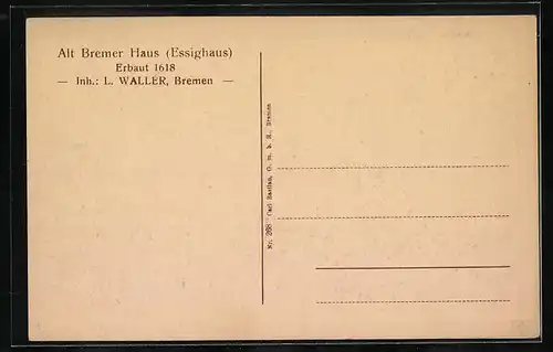 AK Bremen, Alt Bremer Haus Essighaus, Erbaut 1618, Barockzimmer