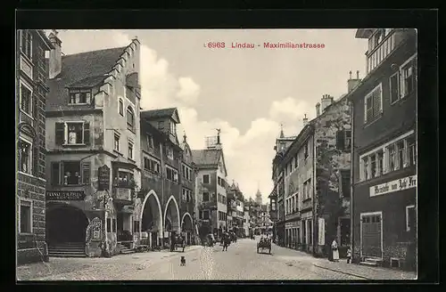 AK Lindau, Maximilianstrasse mit Gasthaus Franke zum Pflug