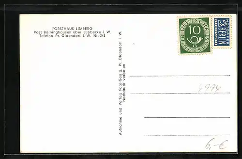 AK Lübbecke i. W., Forsthaus Limberg