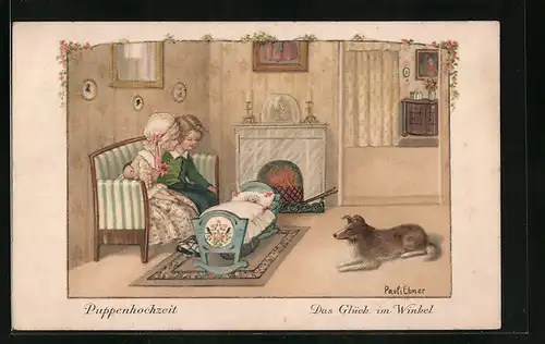 Künstler-AK Pauli Ebner: Puppenhochzeit, Das Glück im Winkel
