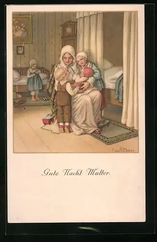 Künstler-AK Pauli Ebner: Gute Nacht Mutter