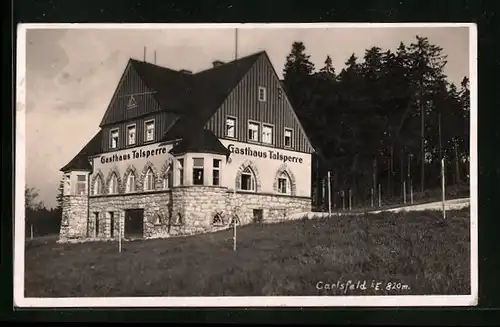 AK Carlsfeld, Blick zum Gasthaus Talsperre