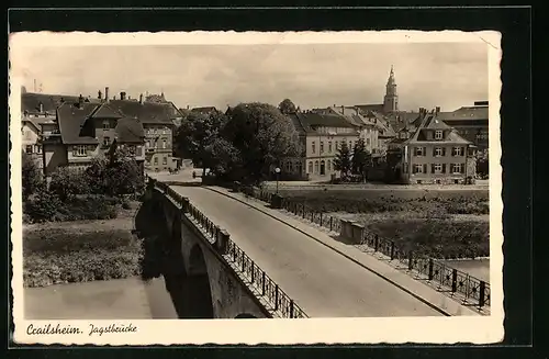 AK Crailsheim, Jagstbrücke mit Kirche