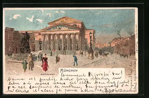 Künstler-AK Karl Heinisch: München, Hoftheater