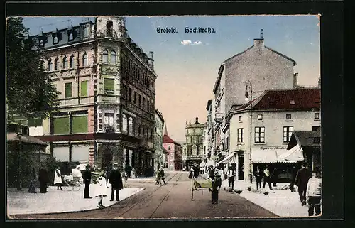 AK Crefeld, Passanten in der Hochstrasse