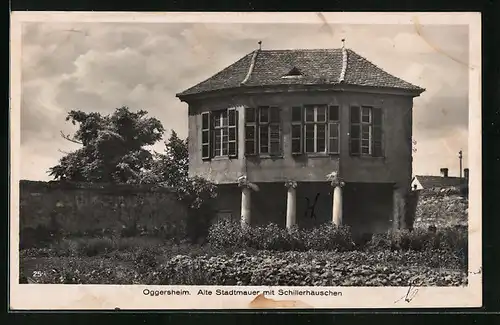 AK Oggersheim, Alte Stadtmauer mit Schillerhäuschen