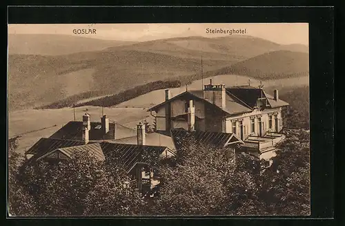 AK Goslar, Steinberghotel aus der Vogelschau