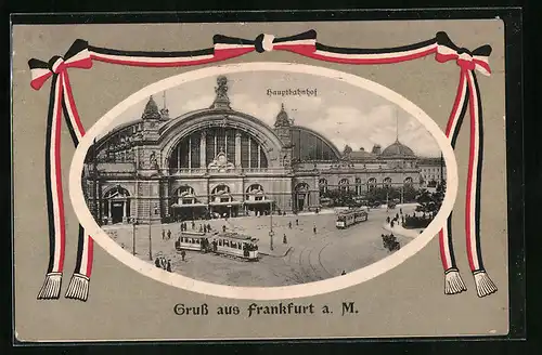 AK Frankfurt a. M., Strassenpartie am Hauptbahnhof