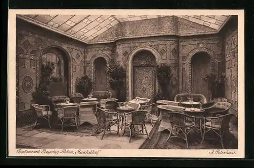 Künstler-AK München, Restaurant Preysing-Palais, Muschelhof