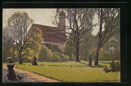 Künstler-AK Ernst E. Schlatter München-Haidhausen, Kapelle an der Gasteig
