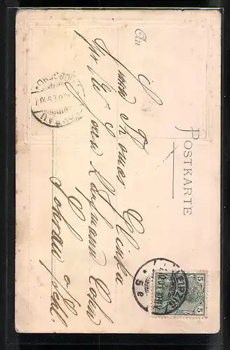 Lithographie Leipzig, Augustusplatz mit Brunnen