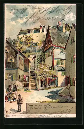 Künstler-AK Theodor Guggenberger: München, Partie aus der Au